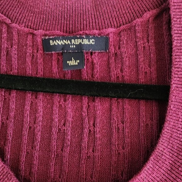 Banana Republic Cable Knit Sweater Burgundy Long Sleeve Scoop Neck Women Large - Picture 4 of 9